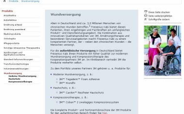 Moderne Wundversorgung neu auf der Fresenius Kabi Website