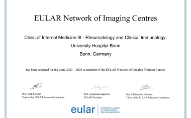 UKB: Höchstrangige europäische Auszeichnung der rheumatologischen Bildgebung und Ausbildungsqualität
