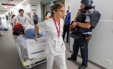 Gemeinsame Übung des Universitätsklinikums Freiburg und dem Polizeipräsidiums Freiburg