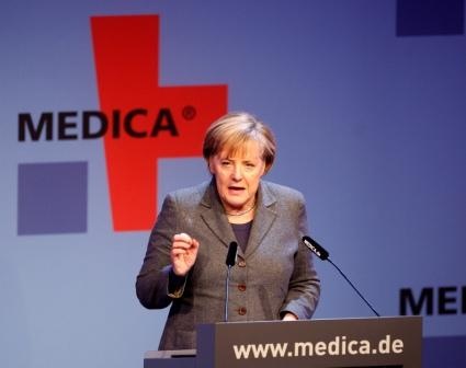 Bundeskanzlerin Angela Merkel bei der Eröffnung der Medica 2010 (Foto: Messe...