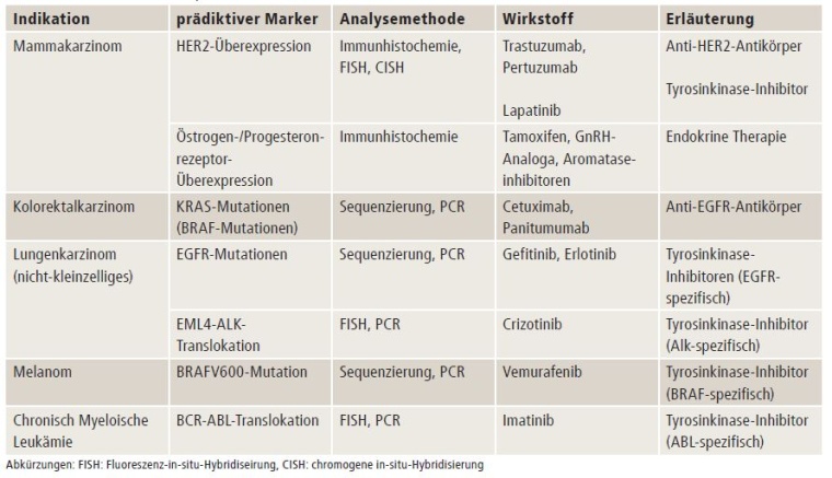 Übersicht über Wirkstoffe und prädiktive Marker