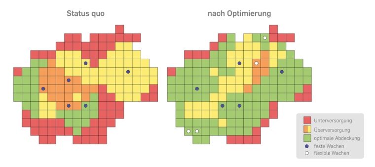 Abb. 1: Abdeckung des Stadtgebietes im Vergleich zum Soll in Bochum aktuell...