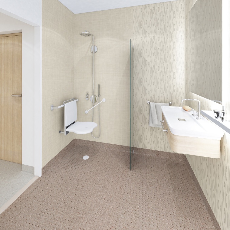 Auch beim Nassraumkonzept, der hygienisch vorteilhaften Raumgestaltung mittels...