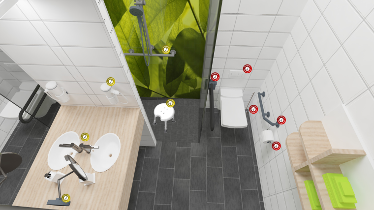 Markierung der Reinigungsflächen gemäß den hygienischen Anforderungen in...