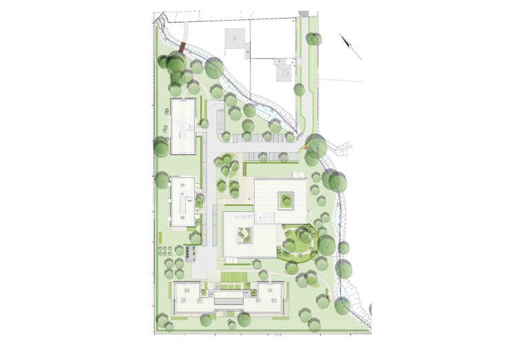 Campus-Struktur mit umfangreichen Freianlagen