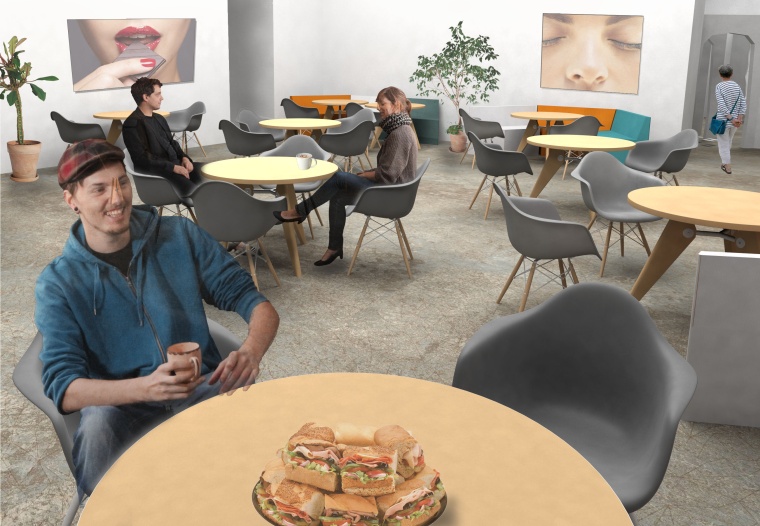 In einer Cafeteria kann man Snacks und Getränke mit einer Wäscheklammer auf...