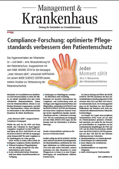 Compliance-Forschung: optimierte Pflegestandards verbessern den Patientenschutz