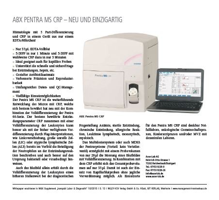 ABX Pentra MS CRP von Axon Lab – Neu und einzigartig