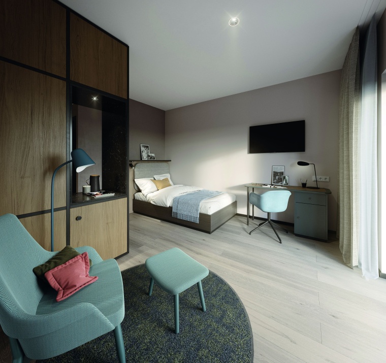 Zimmer in der Oberberg Fachklinik Düsseldorf Kaarst Foto: Oberberg GmbH 