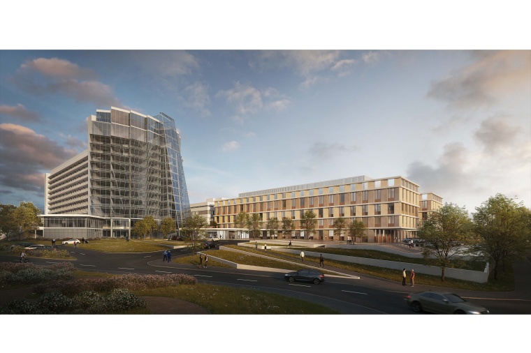 Die Südwestansicht des Neubaus von Haus 9 als Grafik. Foto: HDR GmbH