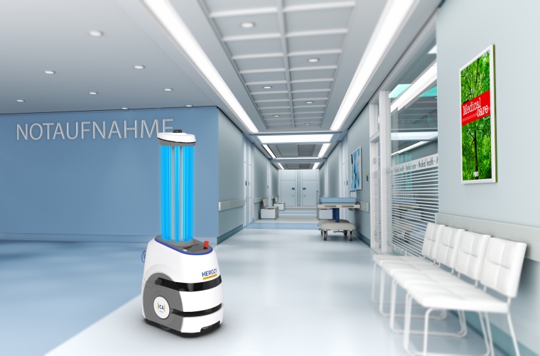 Der HERO21 desinfiziert den Wartebereich einer Notaufnahme. Foto:...