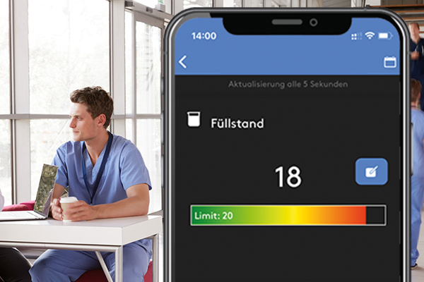 Die Crosscan Connect App zeigt stets den aktuellen Füllstand an....