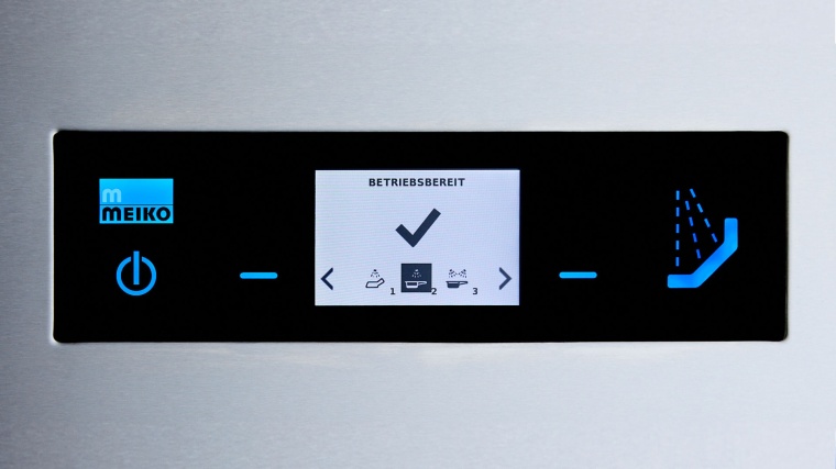 Blaues Bedienkonzept: Elemente am Gerät oder Display, die blau leuchten,...