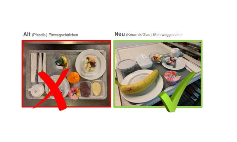 Die Vorher-Nachher-Ansicht vom Frühstückstablett verdeutlicht den...