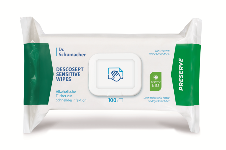 Im neuen und modernen Design: die Descosept Sensitive Wipes aus biologisch...
