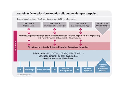 Datenmodelle einer Klinik bei Einsatz der Software Ensemble (Grafik:...
