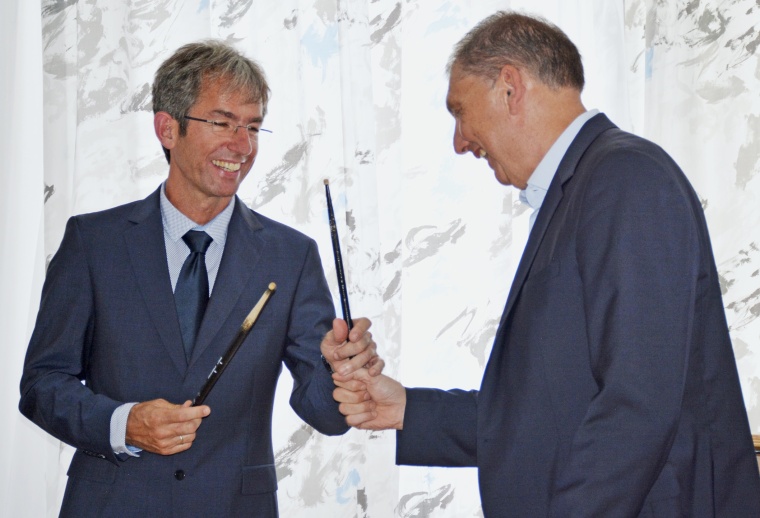 Dr. Franz Brettner (links im Bild) und Dr. Gerhard Boeden bei der...