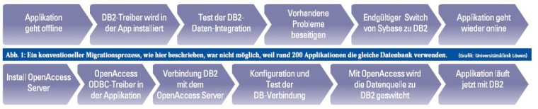 Auf einen Blick: Der Prozessablauf der Migration (Grafik: Universitätsklinik...