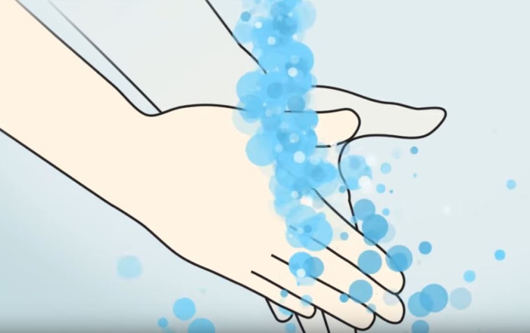 Möglichkeit der Virusausbreitung im Waschraum nach der Händetrocknung