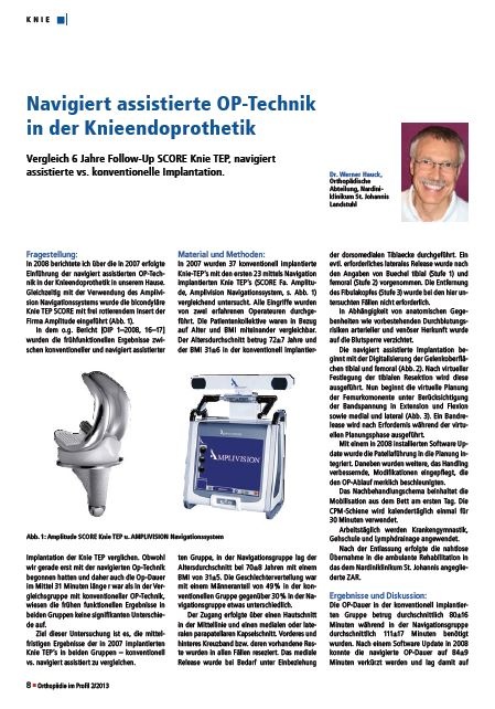 Navigiert assistierte OP-Technik in der Knieendoprothetik - Vergleich 6 Jahre...