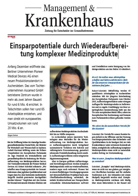 Einsparpotentiale durch Wiederaufbereitung komplexer Medizinprodukte