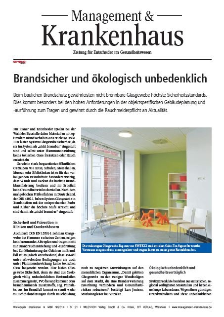 Beim baulichen Brandschutz gewährleisten nicht brennbare Glasgewebe höchste...