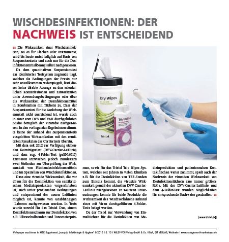 Wischdesinfektionen: Der Nachweis ist entscheidend