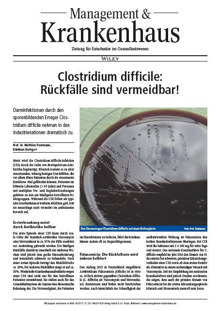 Darminfektionen durch den sporenbildenden Erreger Clostridium difficile nehmen...