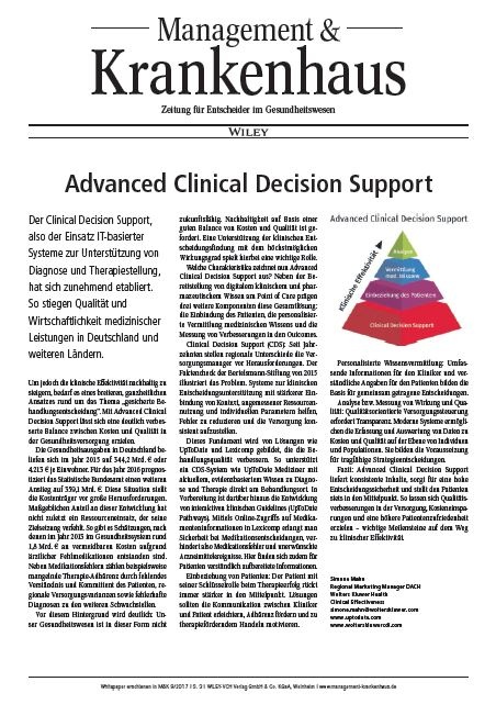 Der Clinical Decision Support, also der Einsatz IT-basierter Systeme zur...