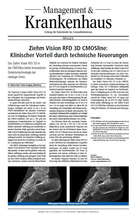 Ziehm Vision RFD 3D CMOSline: Klinischer Vorteil durch technische Neuerungen -...