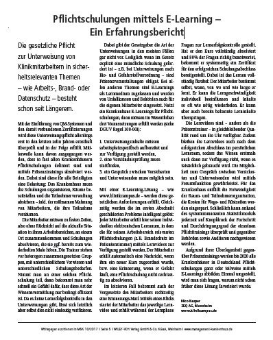Pflichtschulungen mittels E-Learning – Ein Erfahrungsbericht