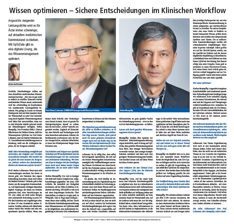 Wissen optimieren – Sichere Entscheidungen im Klinischen Workflow