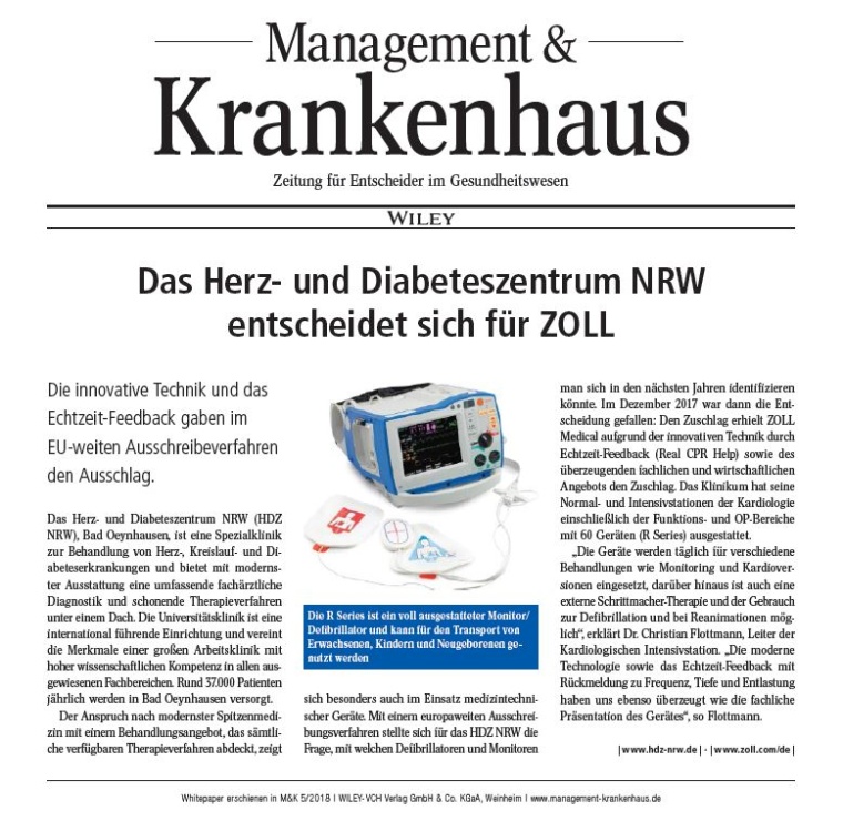 Das Herz- und Diabeteszentrum NRW entscheidet sich für ZOLL