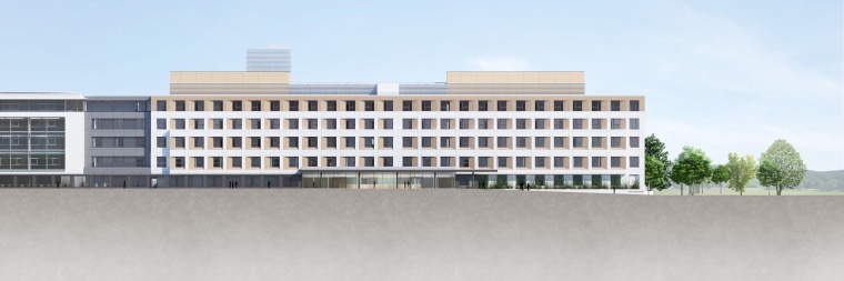 Eine Visualisierung des Neubaus Foto: WTR/Klinikum St. Georg