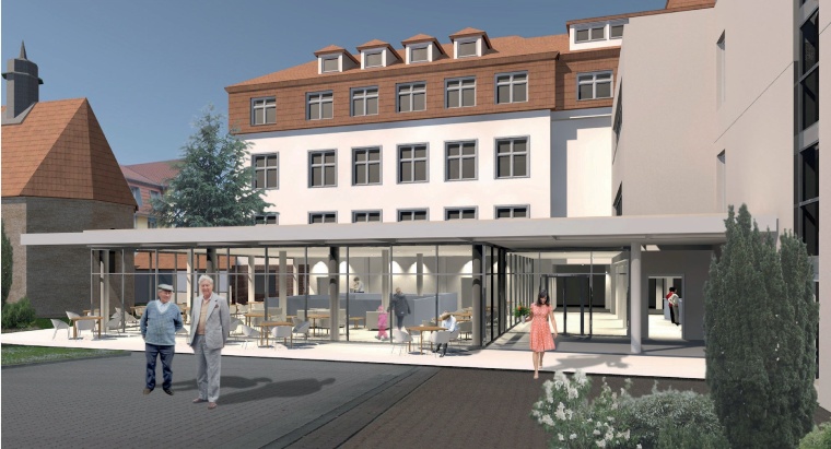 Planungsansicht der zukünftigen Cafeteria im Eingangsbereich des St. Martini...