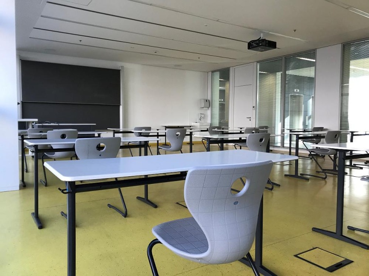 HTWK-Seminarraum, der der Simulation zugrunde liegt. Foto: Anika Schreyer/HTWK...