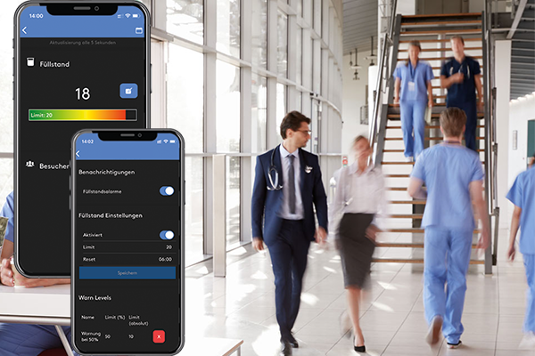 Die Crosscan Connect App zeigt stets den aktuellen Füllstand an, hier mit...