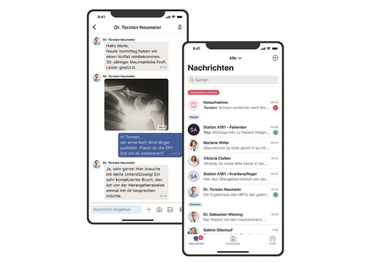 Im Chat lassen sich Patientenbefunde teilen, um sich etwa eine Zweitmeinung...
