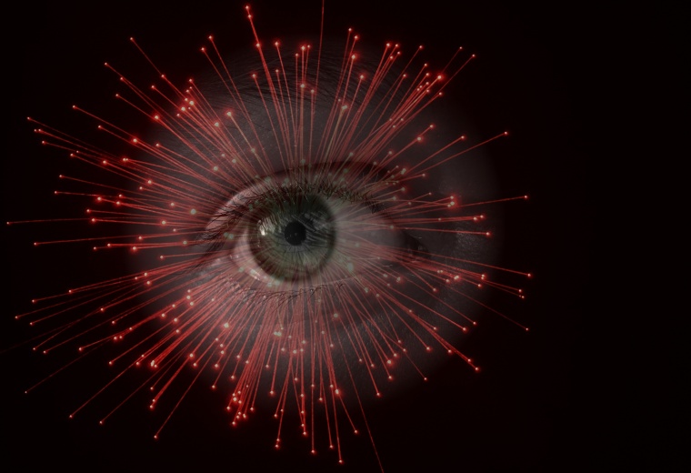 Zur rechten Seite gelenkte räumliche Aufmerksamkeit. Die roten Punkte stellen...