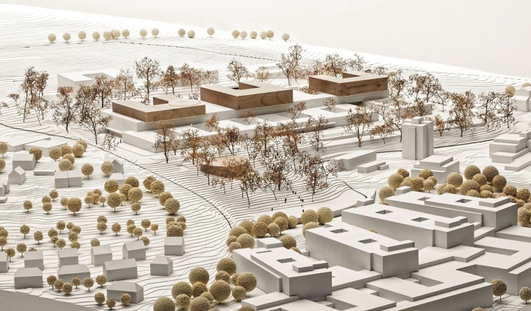 Modell des mit dem ersten Preis prämierten Entwurfs von Hascher Jehle...