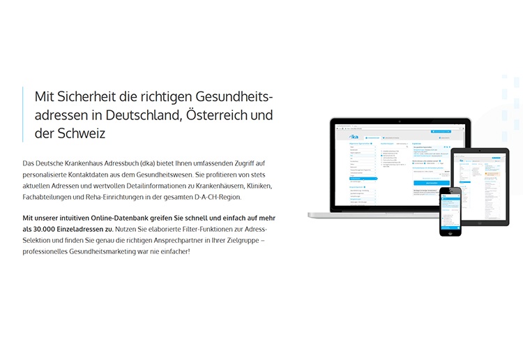 Screenshot: Deutsches Krankenhaus Adressbuch