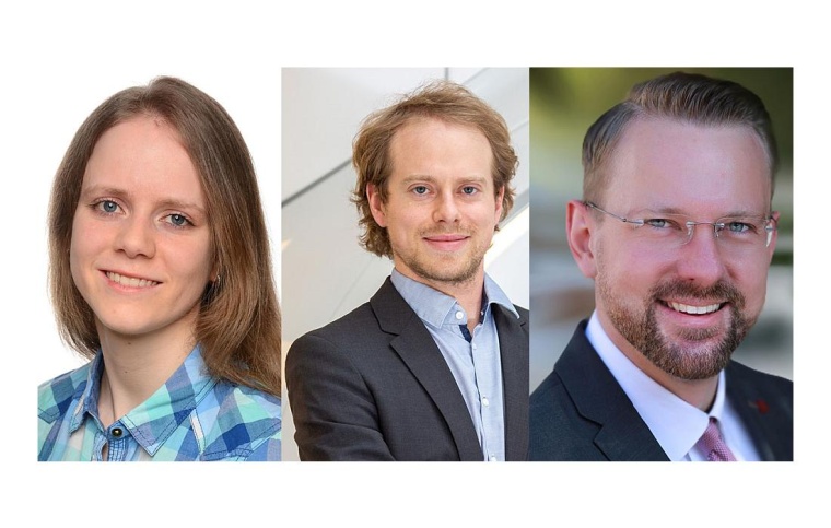 Von links nach rechts: Gewinnerin Dr. Laura Anna Unger, Dr. Dominic Weidlich,...