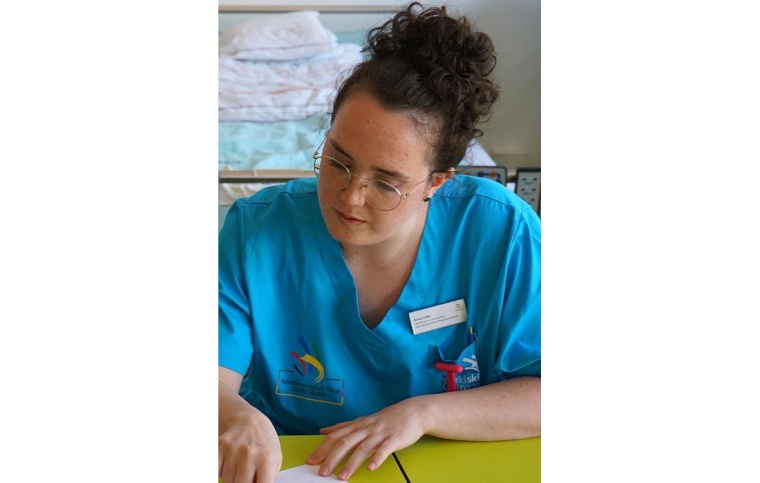 Anna Telle vom Bethanien Bildungszentrum für Gesundheitsfachberufe in Chemnitz...