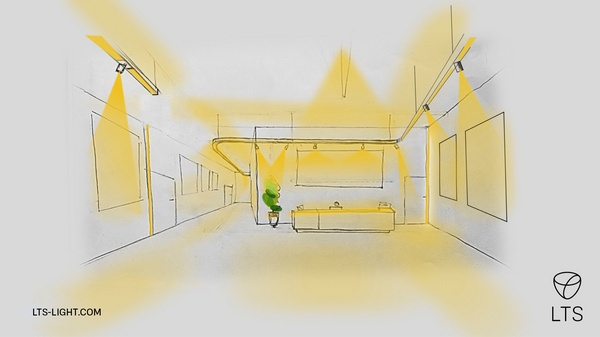 Skizze: Lichtplanung: Beispielhaft zeigt sich das in einer Hotel-Lobby. Die...