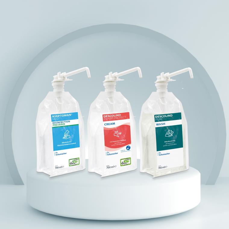 ESH Vacu-Bags für die vollständige Händehygiene im Spendersystem: Waschen,...